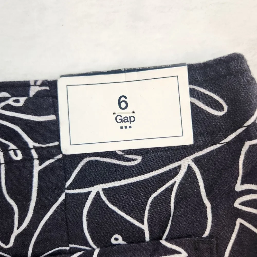 NWT Gap Black White Floral Linen Mid Rise Shorts Sz 6